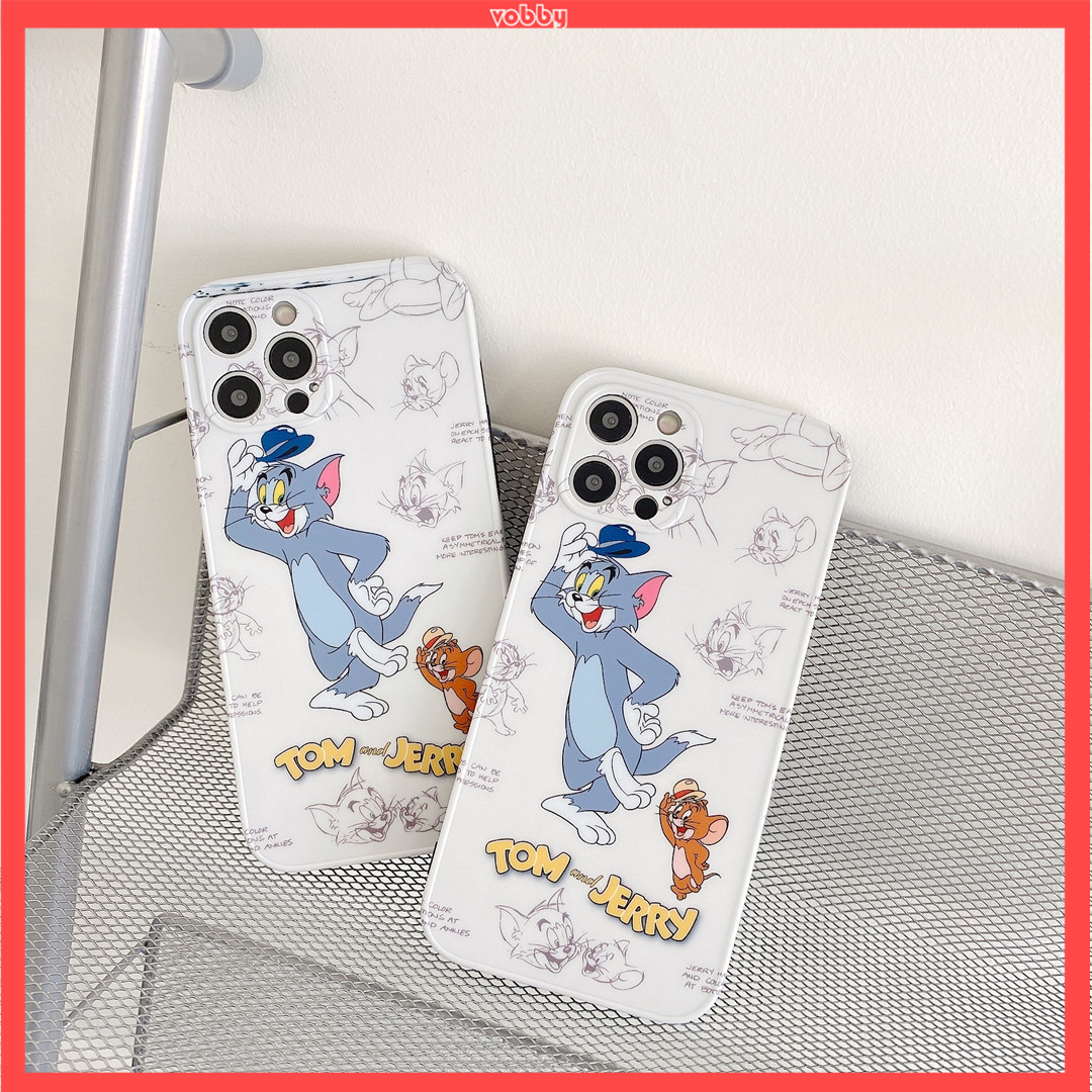 Soft Plastic Phone Cases Cute Couple cartoon Tom and Jerry Case suitable for iPhone12 mini 11 PRO MAX 7/8plus SE2020 X/XS XR XSMAX