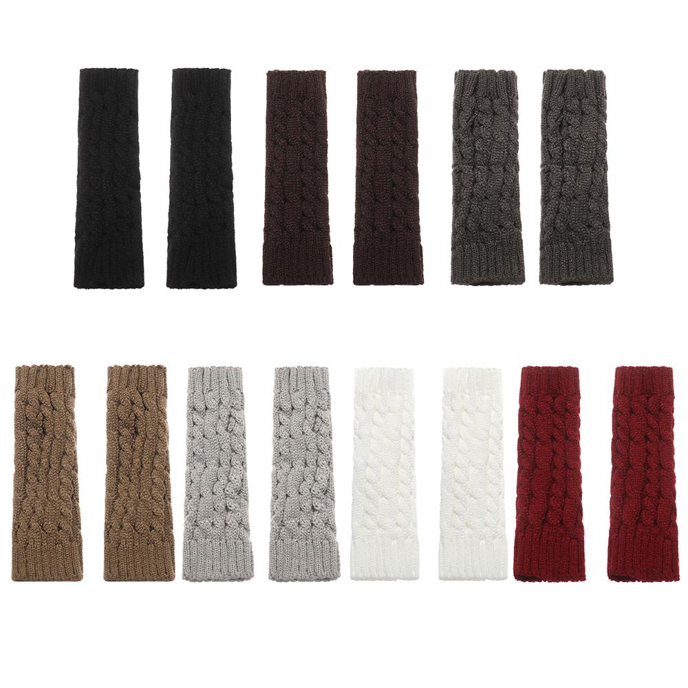 Găng Tay Len Dài Hở Ngón Giữ Ấm Cho Nữ