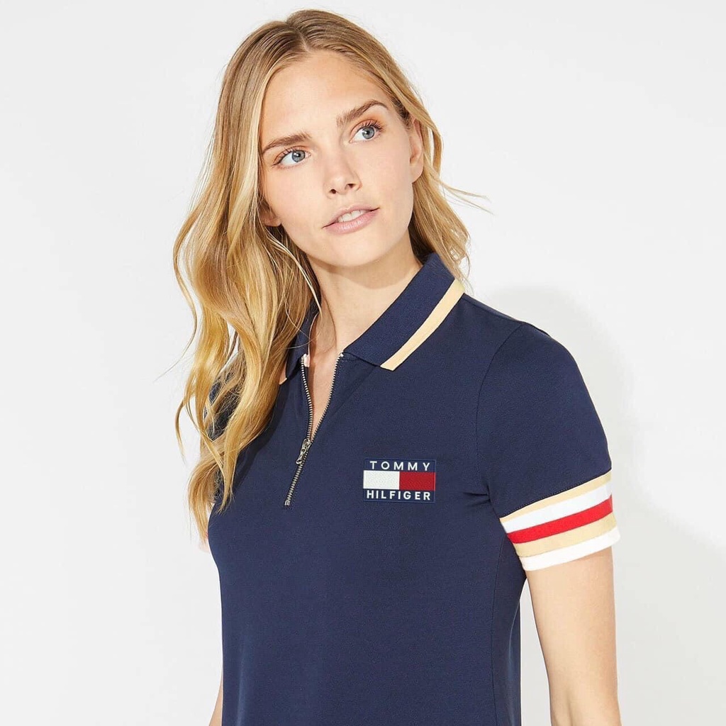 VÁY POLO TOMY XANH THAN VIỀN TAY