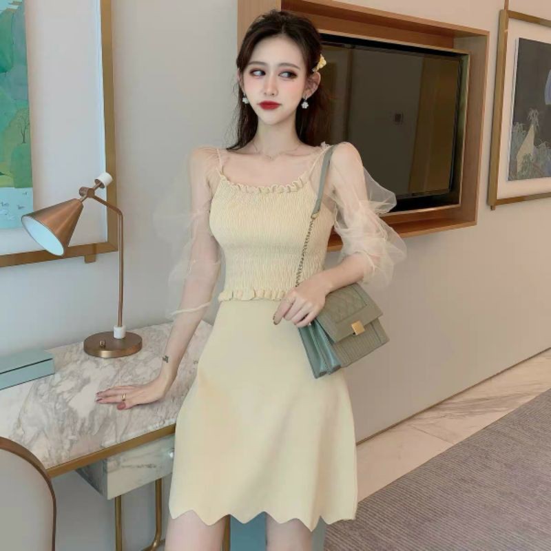 váy len phối lưới siêu xinh