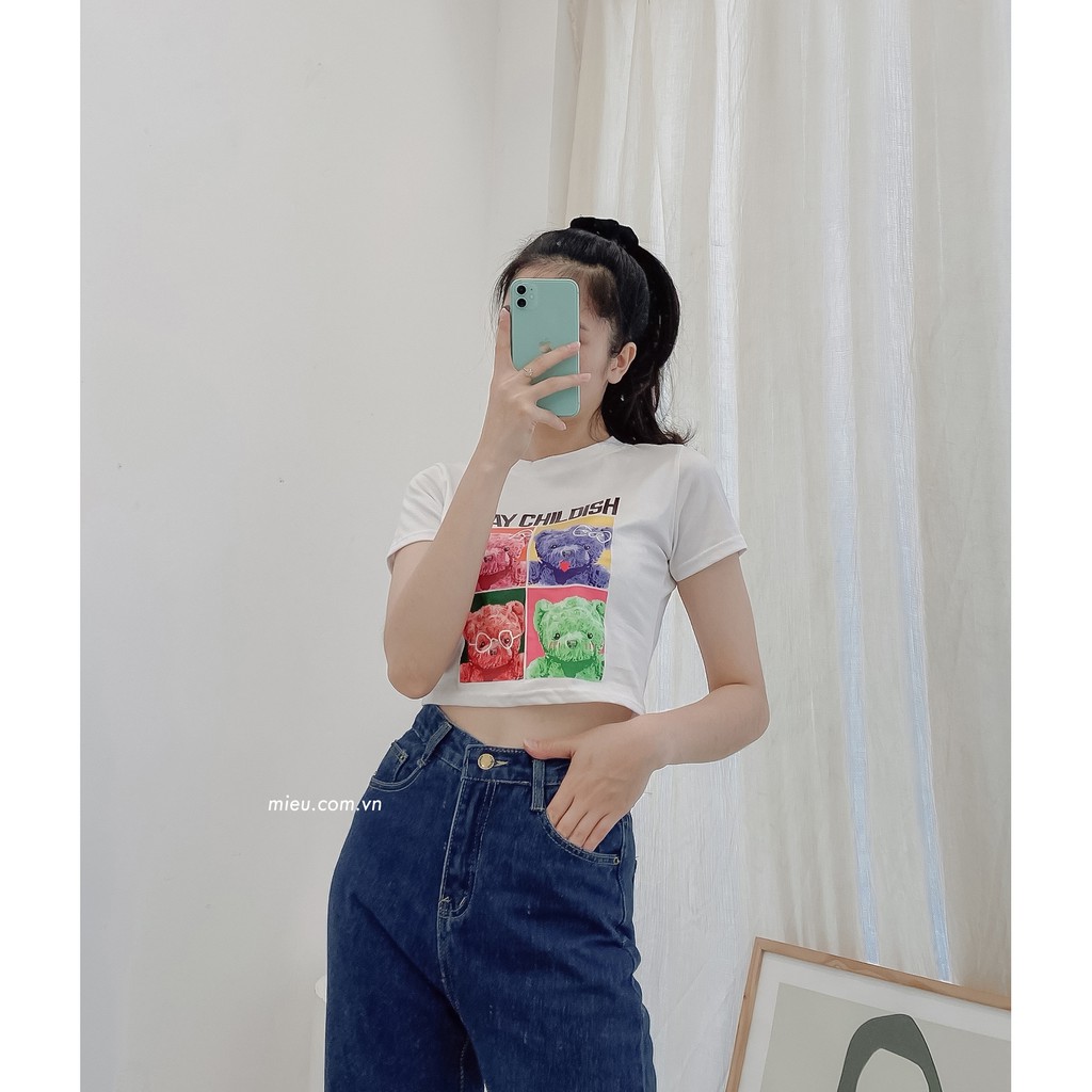 [ Miều ] Áo croptop in hình Stay Childish