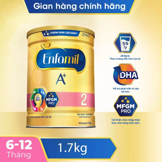 [Date T1/2023] Sữa bột Enfamil A+2 1.7kg