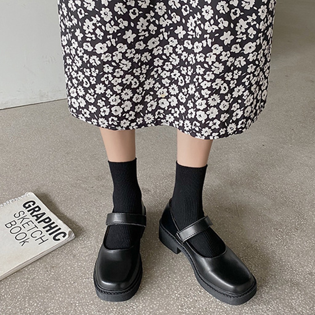 Giày oxford nữ giayBOM quai dán đế cao 4 cm B1183
