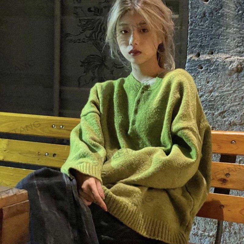 Áo Sweater Cổ Tròn Dáng Rộng Thời Trang Mùa Xuân Hàn Quốc 2022