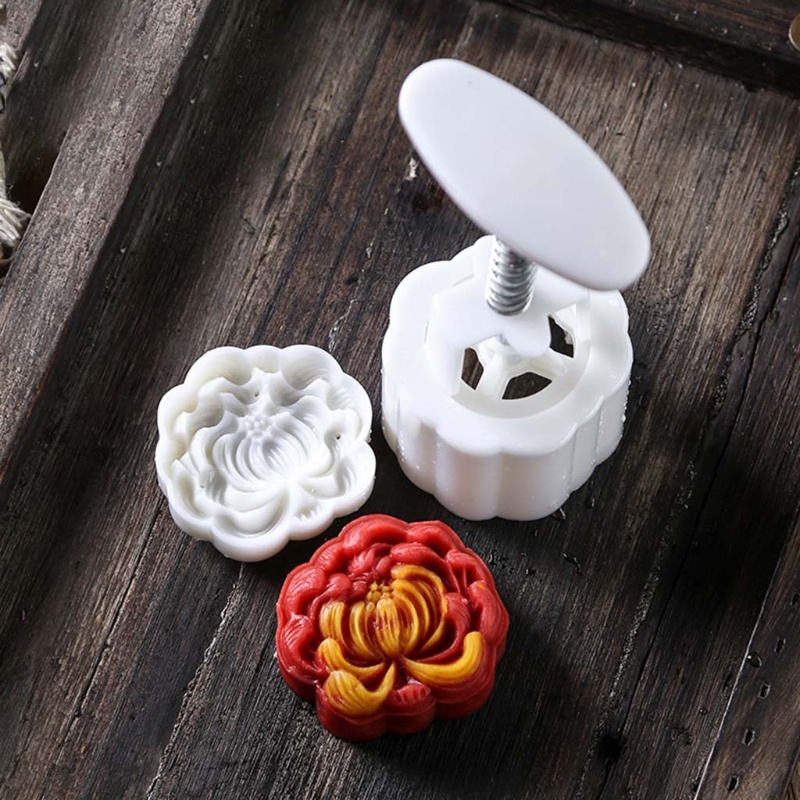 Khuôn Nhựa Làm Bánh Trung Thu 75g Hình Hoa Cúc / Hoa Sen Diy