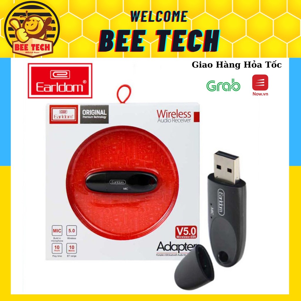 USB Bluetooth Earldom M40, Thu tín hiệu bluetooth có hỗ trợ mic cho Loa, ô tô ... - Beetech