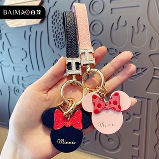 Móc khóa mặt hình chuột minnie đính đá thời trang
