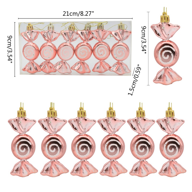 Set 6 Kẹo Mút Có Dây Treo Trang Trí Giáng Sinh