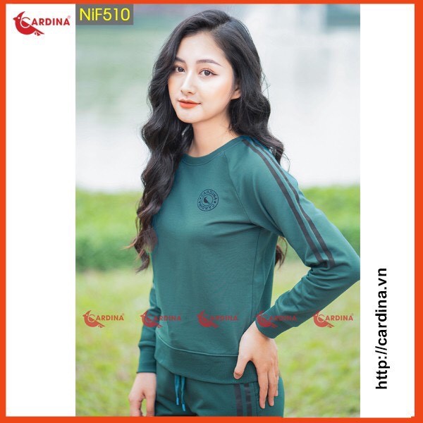 Đồ Bộ mặc nhà, bộ Nỉ Nữ Thu Đông Cao Cấp CARDINA Chất Cotton Tự Nhiên, Mềm Mại