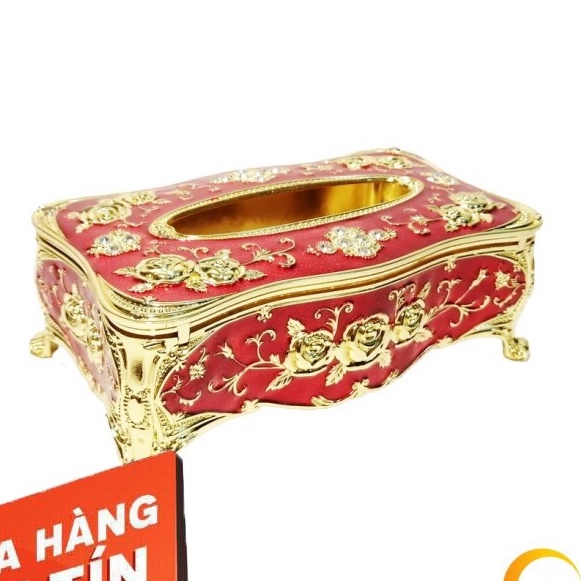 Hộp đựng giấy Nhựa tráng men mang phong cách tân cổ điển sang trọng - Đỏ