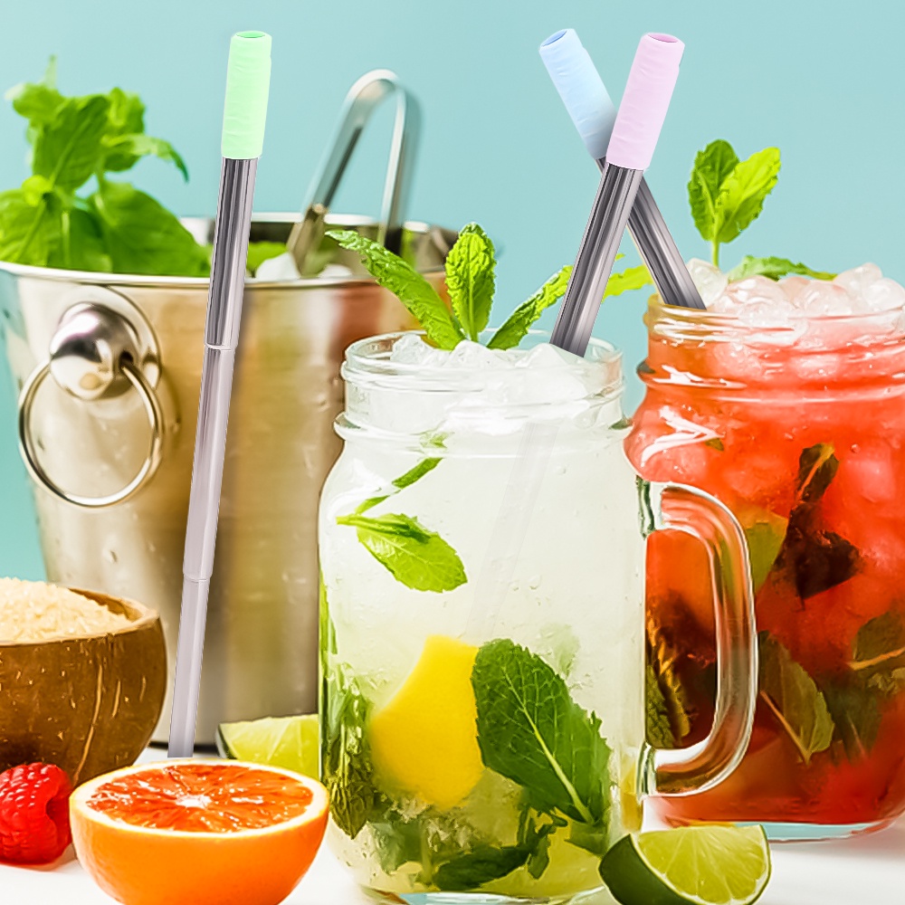 Ống Hút Bằng Thép Không Gỉ 304 Cao Cấp Có Thể Tái Sử Dụng Kèm Phụ Kiện Vệ Sinh