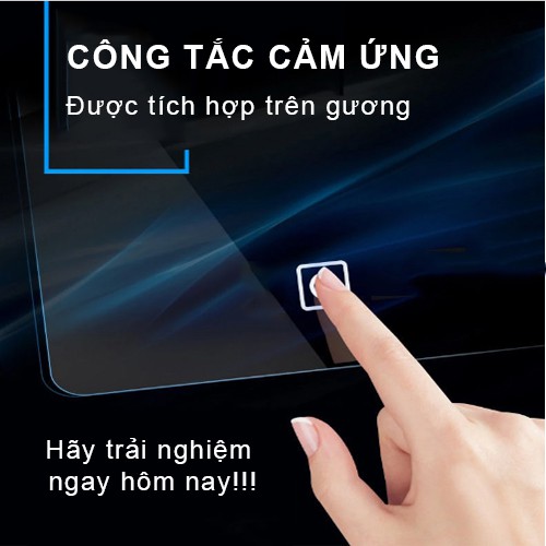 [600 X 800MM] GƯƠNG ĐÈN LED PHÒNG TẮM THÔNG MINH  GD09  - TÍCH HỢP ĐÈN LED VÀ CÔNG TẮC CẢM ỨNG TRÊN GƯƠNG