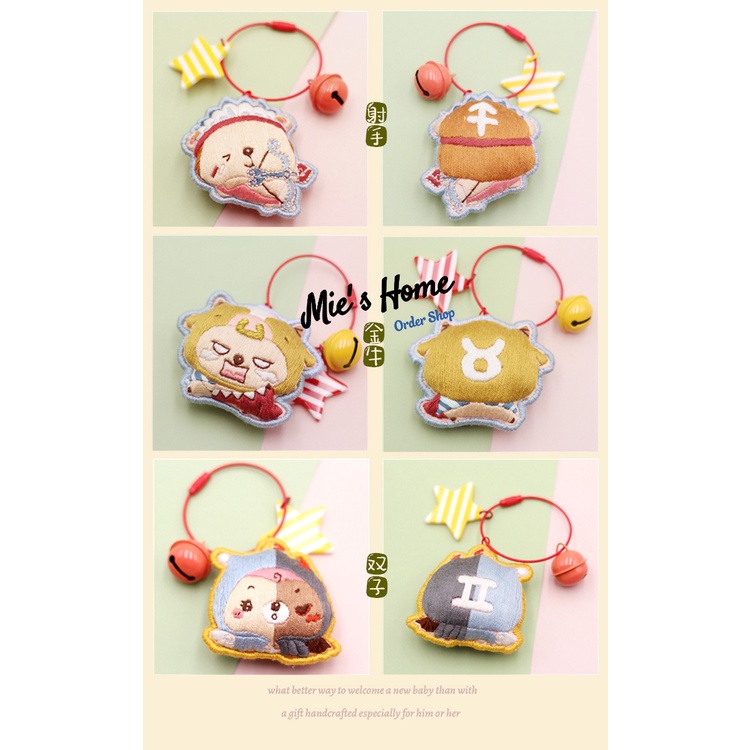 SIÊU RẺ - Kit Bộ Dụng Cụ Thêu Tay Thủ Công Hình 12 Cung Hoàng Đạo Móc Khóa - Mie Shop Handmade