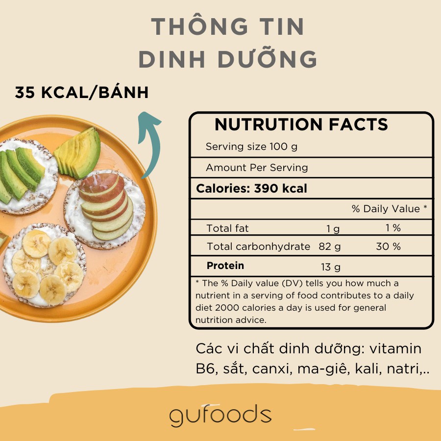 Combo 2 gói Bánh gạo lứt ăn kiêng GUfoods (mỗi gói 170g / 75g) - Tập gym, giảm cân, thực dưỡng, eat clean