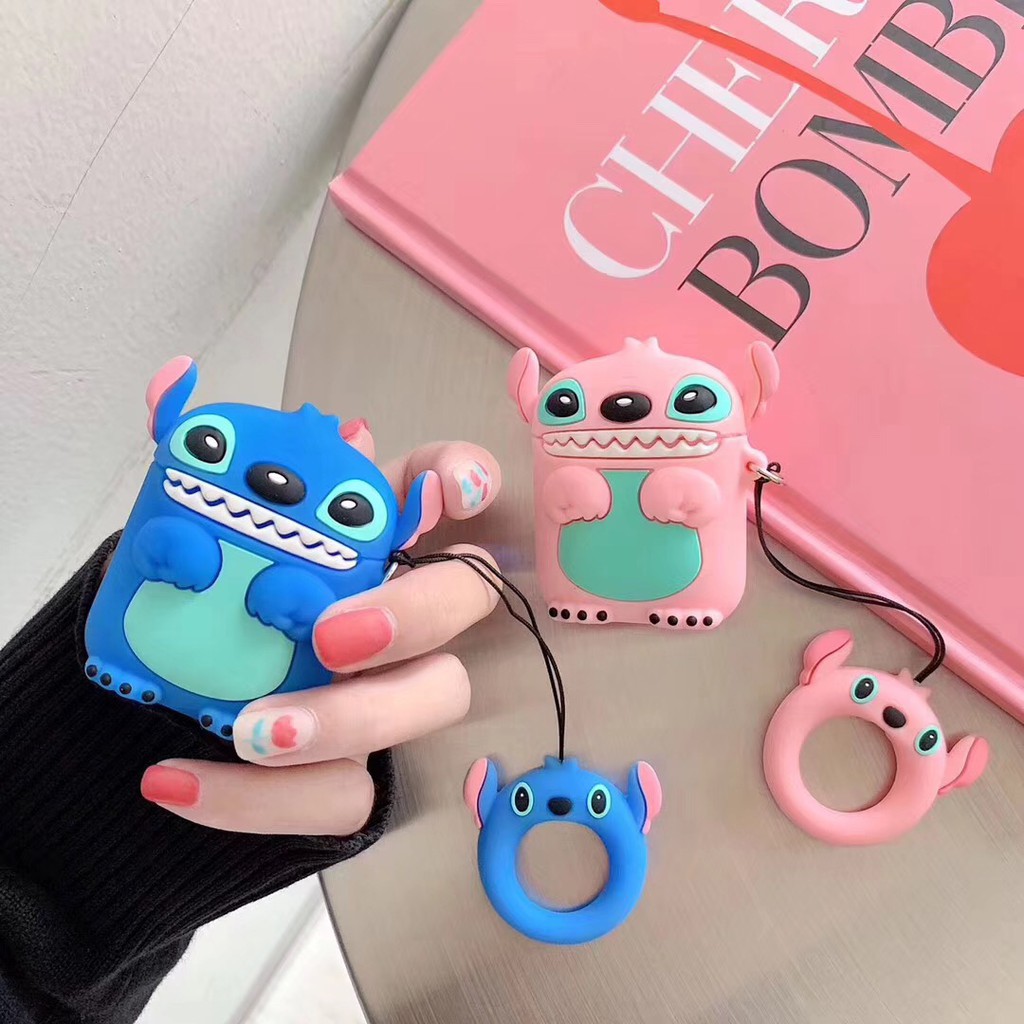 Case Airpods Hoạt Hình Stitch Cho Airpod 1 2 Pro Bằng Silicon Dẻo Siêu Cute - Chin Chin Shop