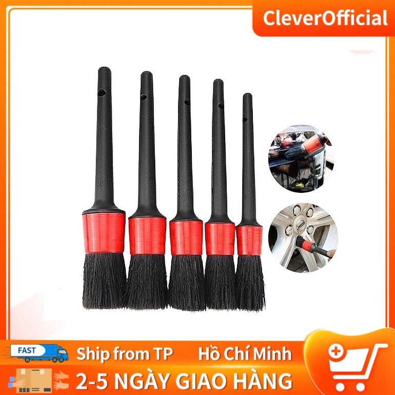 Bộ 5 Chổi Cọ Vệ Sinh Xe Ô Tô Đa Năng - Cọ Rửa Khoang Máy, Mân Xe, Nội Thất