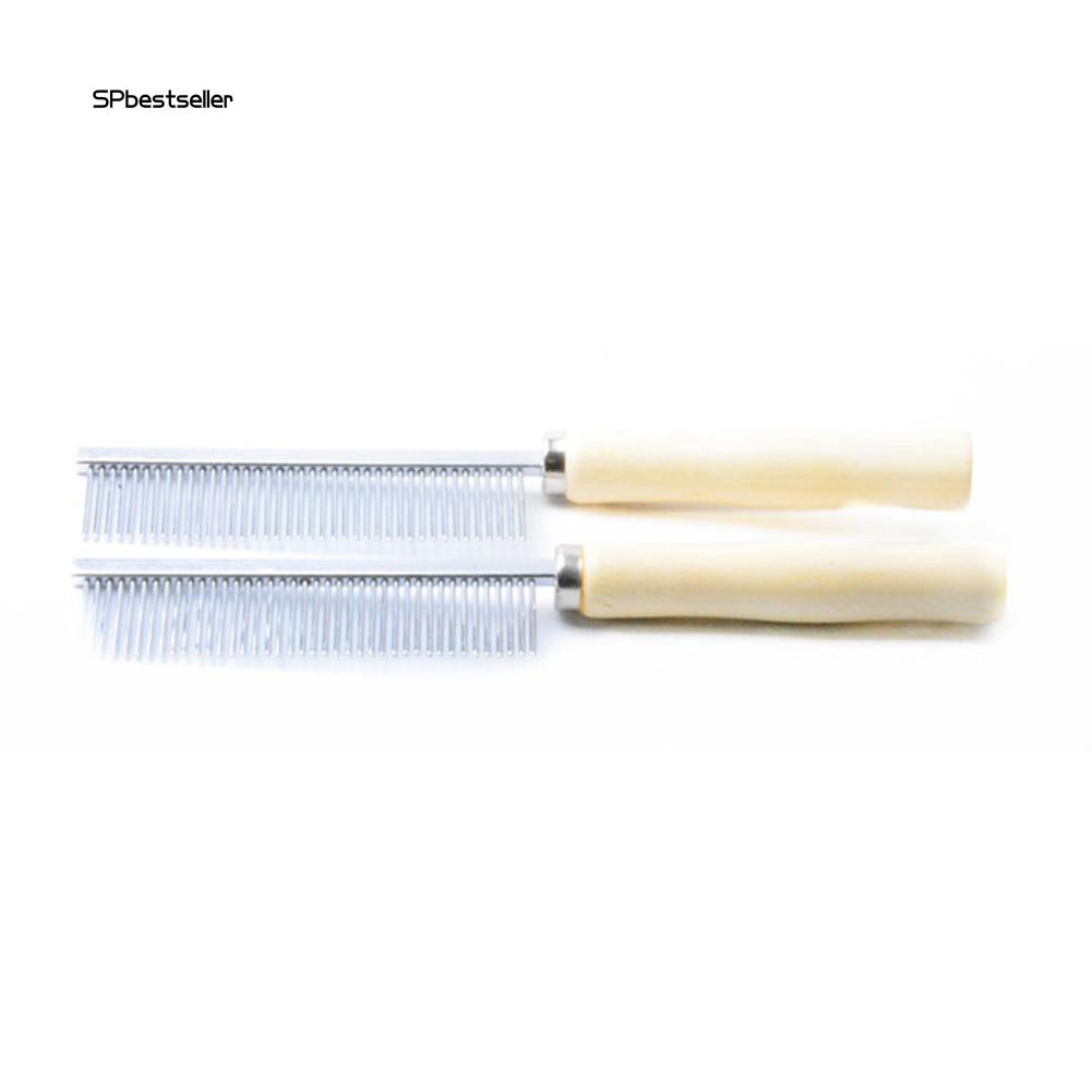 Lược chải lông cho thú cưng bằng thép không gỉ cán gỗ làm sạch răng