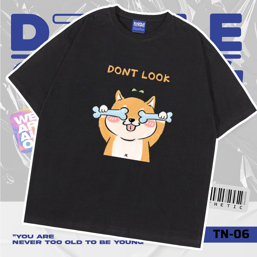 Áo thun nam nữ tay lỡ unisex oversize áo phông form rộng basic tee hình Shiba dont look