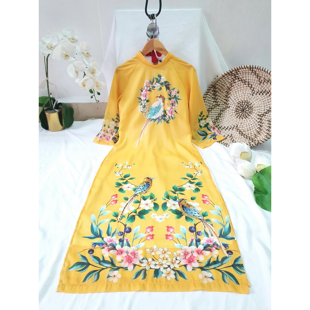 Áo dài nữ 🎀FREESHIP🎀 Áo dài cách tân tơ óng đính hạt [ao dai lua