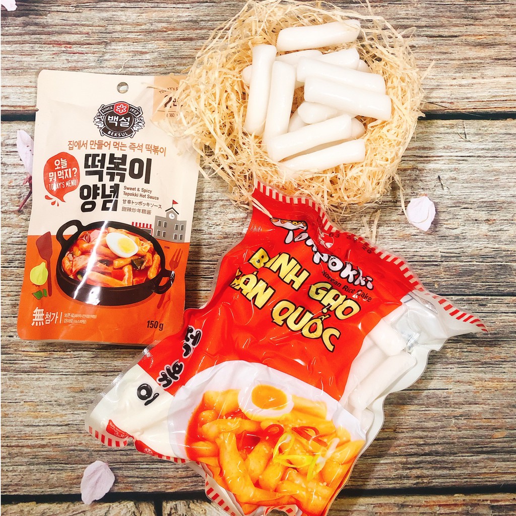 Bánh gạo Hàn Quốc 500G kèm sốt nấu tokbokki Beksul 150G