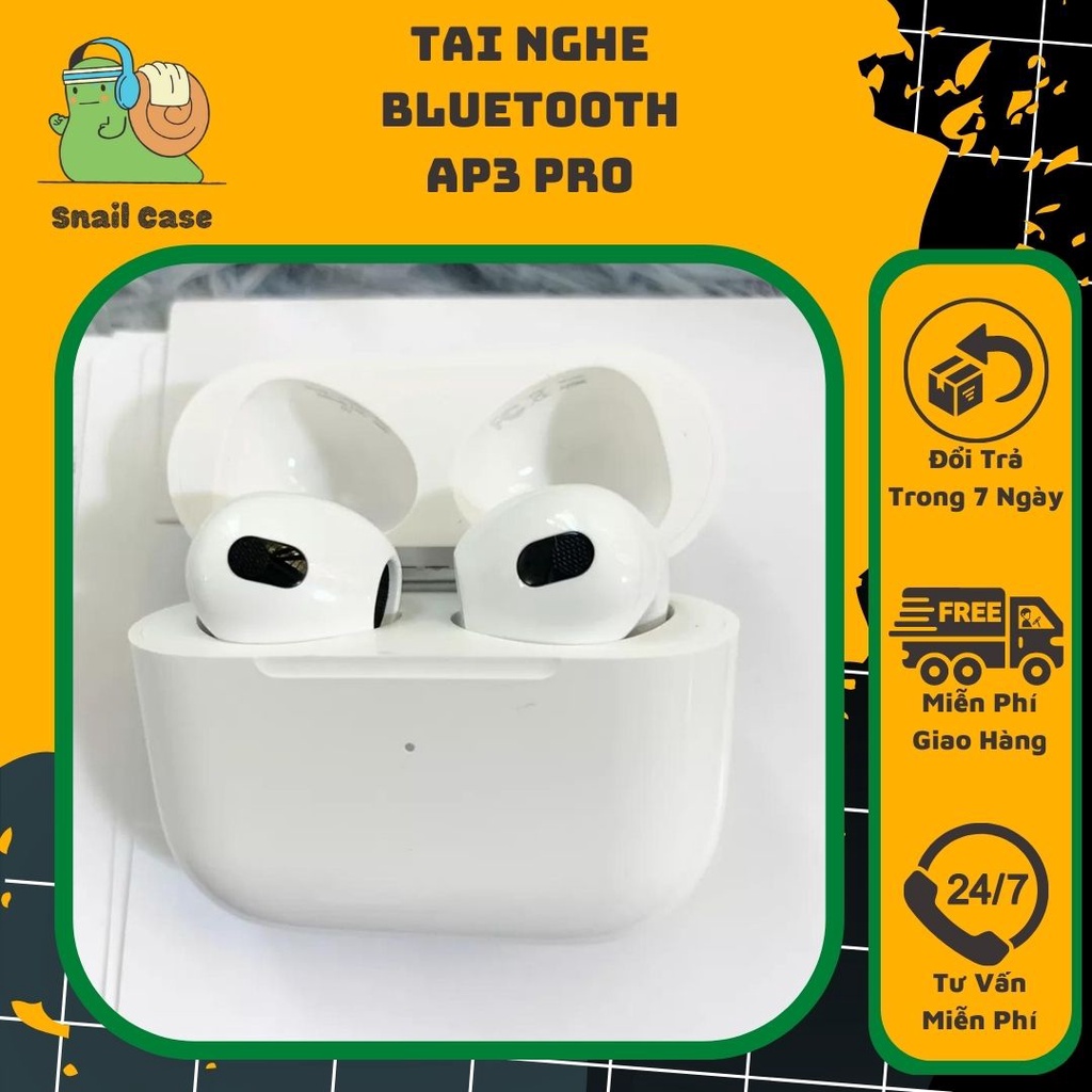 Tai Nghe Bluetooth AP3 pro Bản Cao Cấp Đủ Chức Năng- pin trên 5 tiếng ( Tặng Kèm Vỏ Ốp Tai Nghe )