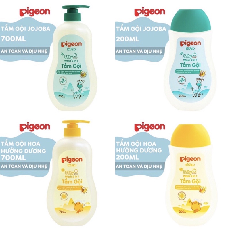 Sữa tắm gội dịu nhẹ Pigeon 700ml / 200ml 2in1 cho bé an toàn, hương thơm mát - Hàng chuẩn công ty