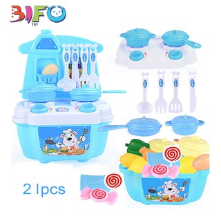 Bộ đồ chơi bếp nấu ăn mini 21 phụ kiện bé vui chơi thỏa thích