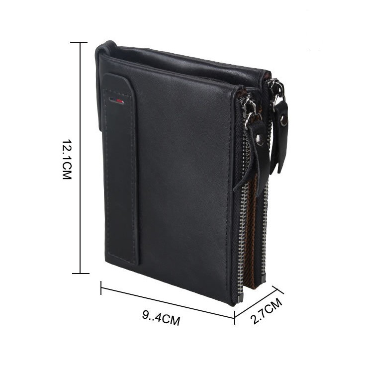 Ví Da Nam Cao Cấp Làm Từ Lớp Da Bò Thật Đầu Tiên Chống RFID Kiểu Dáng Ví Đứng Cầm Tay Nhỏ Gọn Phong Cách Thời Thượng