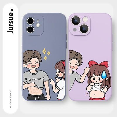 Ốp lưng JURSUE hoạt hình cặp đôi dễ thương đẹp cho iPhone 17 16 15 14 13 12 11 Pro Max SE 2020 X XR XS ip 8 7 Plus kute Y2004