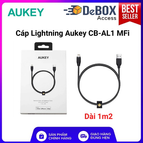 Cáp Lightning Aukey CB-AL1 MFi, Dài 1.2m Chống Rối Toàn Diện - Hàng Chính Hãng BH 24T