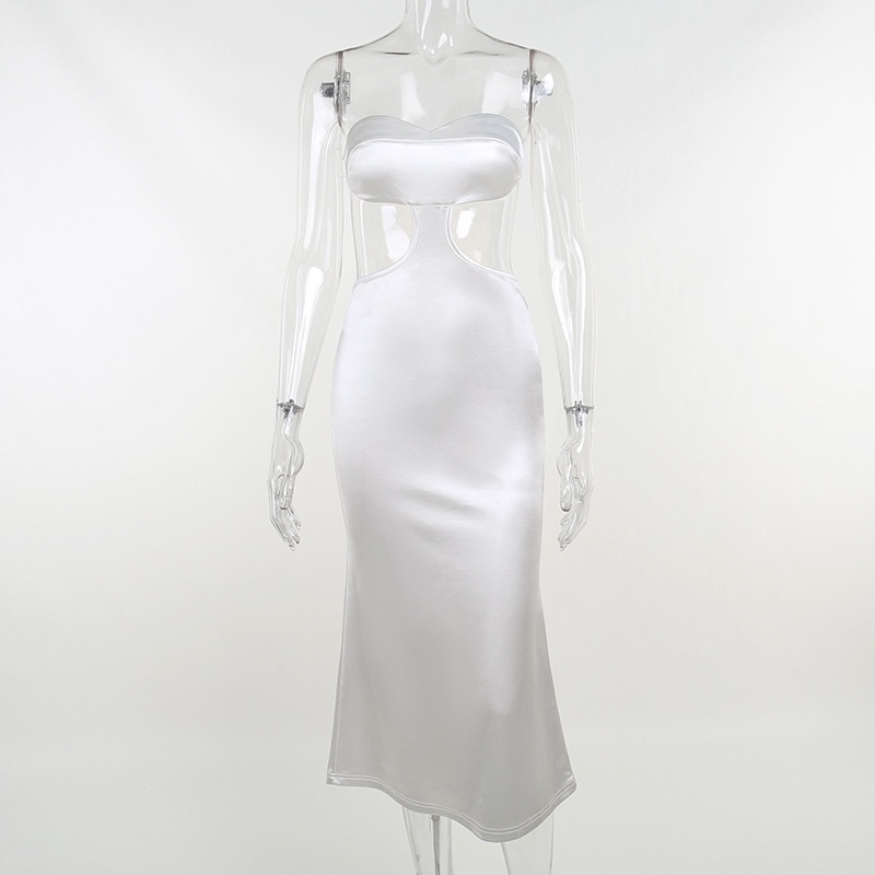 Đầm Dự Tiệc Màu Trơn Trễ Vai Hở Lưng Quyến Rũ Cho Nữ