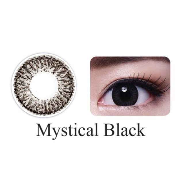 NT - Lens Freshkon giãn tròng màu đen MYSTICAL BLACK ( Dùng 3 tháng - Tặng kèm khay đựng lens )