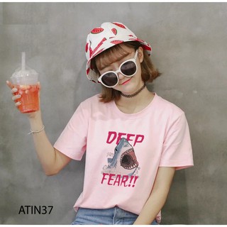 Áo thun in hình cá mập deep fear atin37