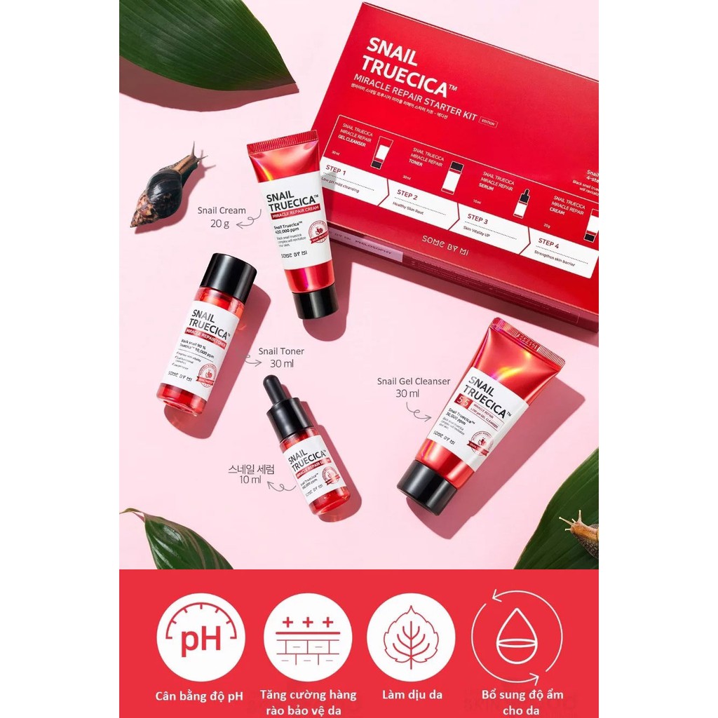 Set 4 món dưỡng da Some By mi Snail Truecica Miracle Repair Starter Kit | BigBuy360 - bigbuy360.vn