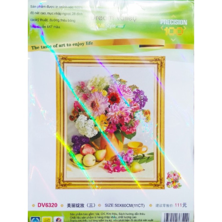 Tranh Thêu Chữ Thập 3D HOA CÚC ĐA SẮC DV6320 (TRANH TỰ THÊU) KT;50X60CM