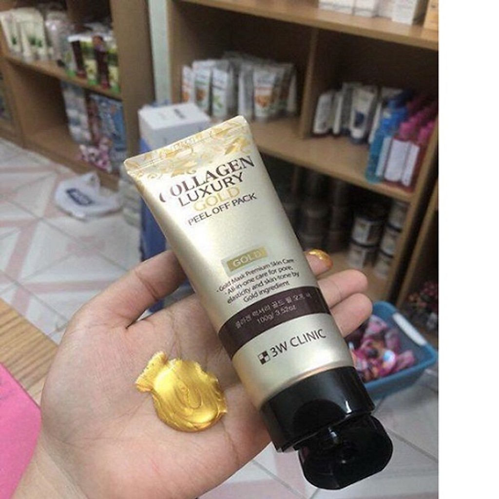 Mặt Nạ Lột Tinh Chất Vàng 24K 3W CLinic Collagen & Luxury Gold Peel Off Pack 100g Giúp Se Khít Lỗ Chân Lông Giảm Mụn Cám