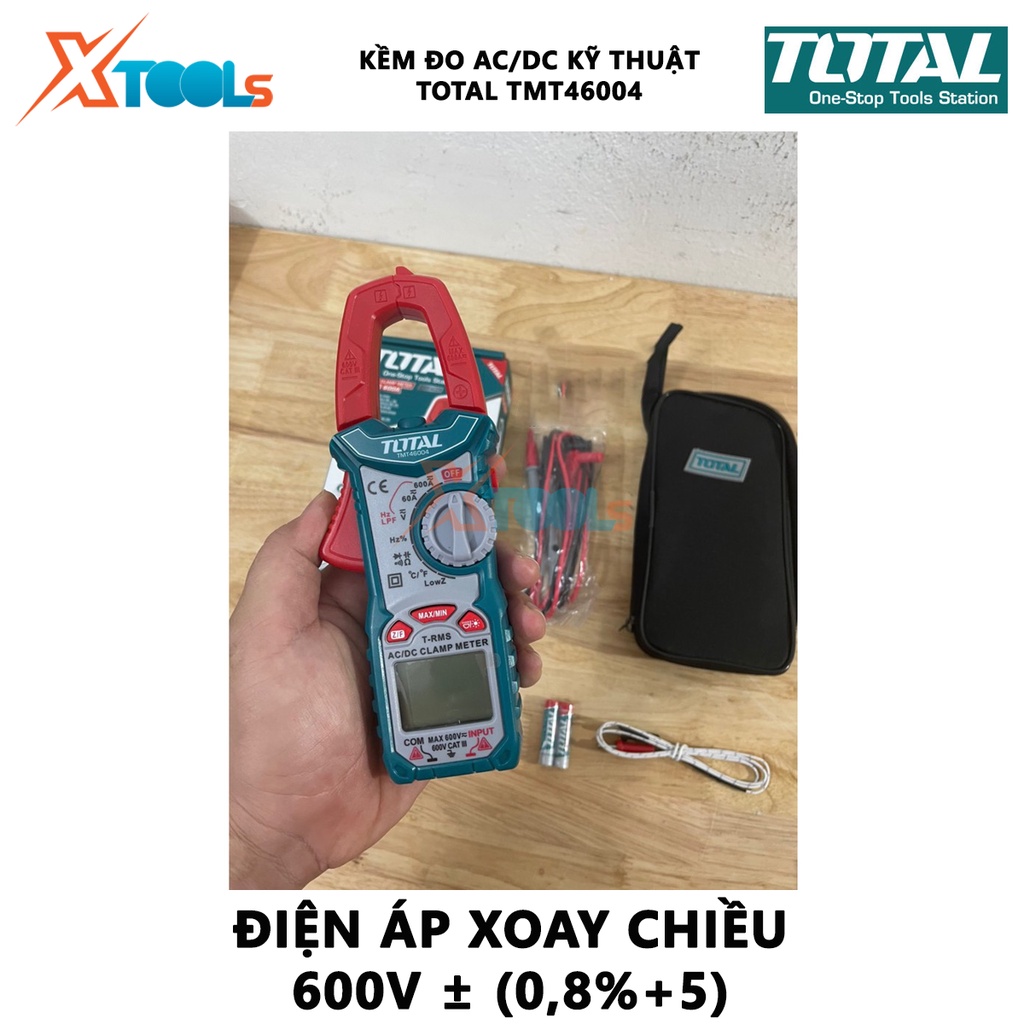 Ampe kìm đo DC/AC TOTAL TMT46004 Kềm đo AC/DC Hiệu suât 1% ~ 99% ± (1.0% + 2), Nhiệt độ -40 ° C ~ 1000 ° C (-40 ° F ~ 18