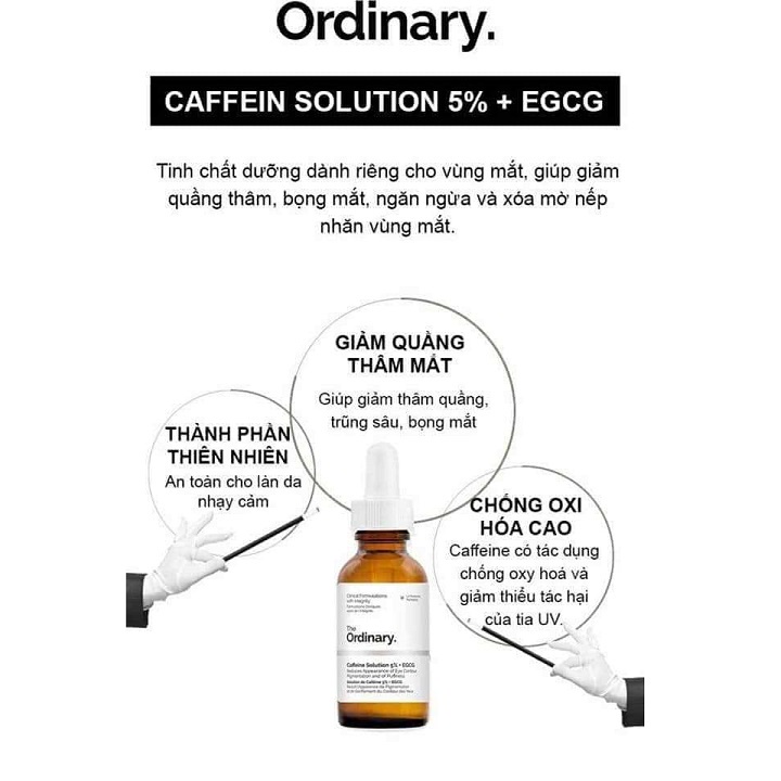 Serum The Ordinary Caffeine Solutions 5% + EGCG 30ml dưỡng mờ thâm mắt