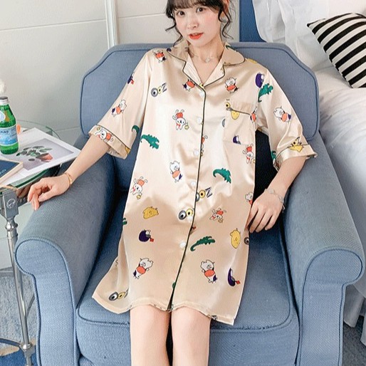 Đầm Ngủ Lụa Dễ Thương  Đầm Mặc Nhà Lụa Băng IVY133