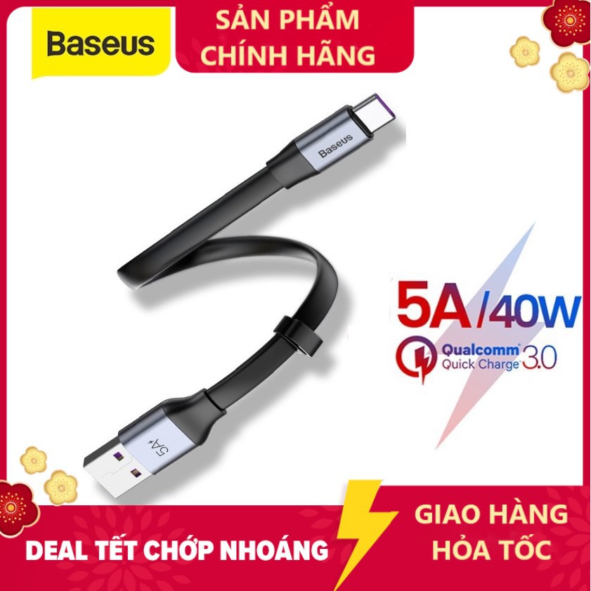 Cáp sạc Baseus 5A USB Type C cho điện thoại Huawei p30 Pro Mate 20 Huawei Xiaomi 8 9 - Hàng chính hãng
