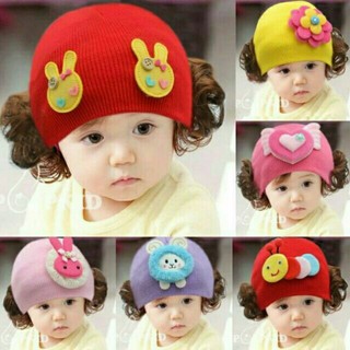 THANH LÝ NGHỈ BÁN - MŨ LEN 2 BÍM TÓC CHO BÉ