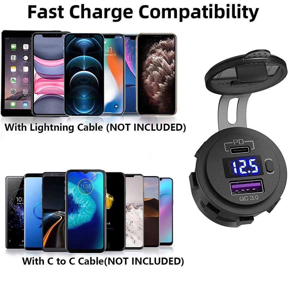 Tẩu Sạc PD + QC3.0 30W Cổng USB Type C Cho Xe Ô Tô