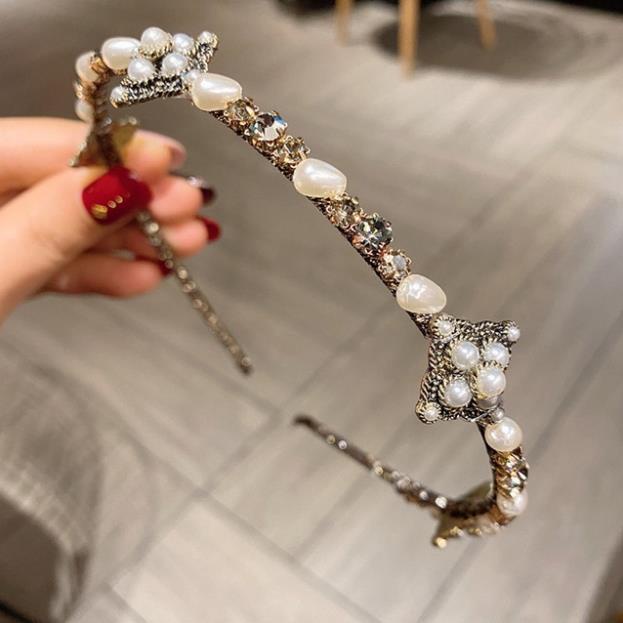 Bờm Cài Tóc Băng Đô Tóc Đính Đá Hạt Ngọc Trai Hình Nơ Bông Hoa Phong Cách Hàn Quốc Tiểu thư, June accessories