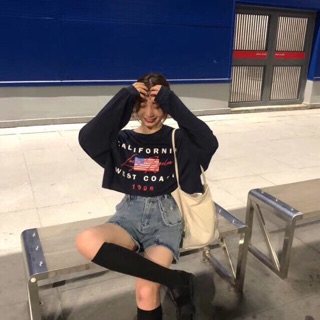 Áo crtop cờ mỹ ( phom unisex)