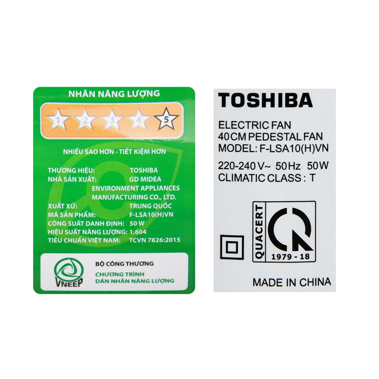 Quạt cây Toshiba F-LSA10(H)VN - Hàng chính hãng,Màu trắng