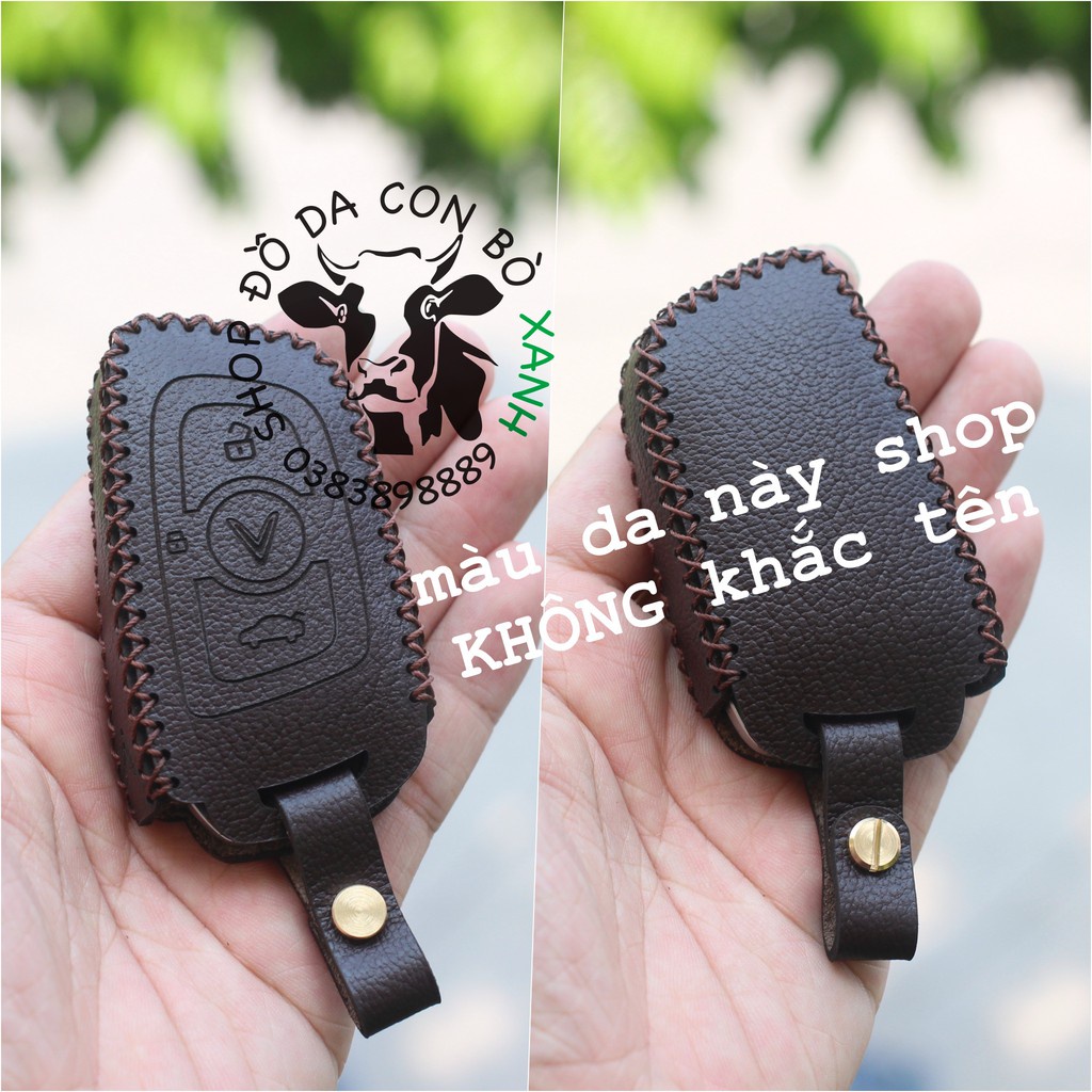 [Nâu chocolate] Bao da chìa khoá Vinfast Lux A2.0, SA2.0, Turbo handmade da thật 002