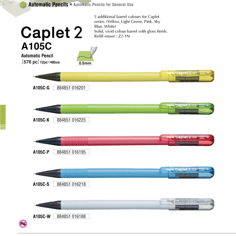 Bút chì kim Caplet Pentel nắp đậy 0.5mm A105C