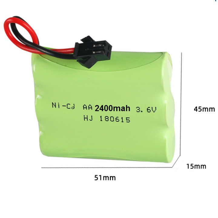 Pin sạc Ni-mh 3.6v 2400mah cổng nối SM dùng cho xe ô tô điều khiển từ xa