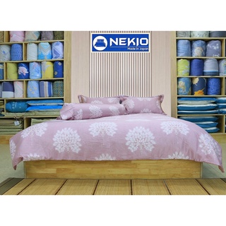 Bộ chăn ga gối Lụa Protencel Nekio Nhật Bản Đuôi Công Tím