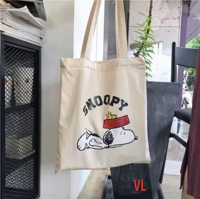 [Túi tote] Túi vải chó Snoopy nằm BLA0719